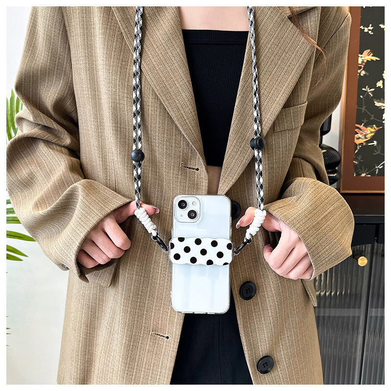 Polka Dot Phone Back Clip Crossbody Lanyard